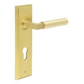 BUR30KIT246 Frelan Hardware Burlington Westminster Door Handles on 72mm Din Euro Backplate Satin Brass