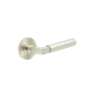 Click Here To Enlarge This Photo Of BUR30KIT316 Frelan Hardware Burlington Westminster Door Handles on Reeded Rose Satin Nickel
