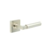 BUR30KIT318 Frelan Hardware Burlington Westminster Door Handles on Square Plain Rose Satin Nickel