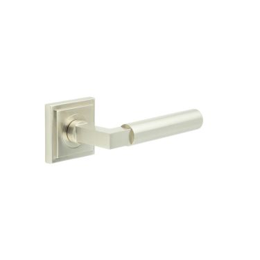Click Here To Enlarge This Photo Of BUR30KIT319 Frelan Hardware Burlington Westminster Door Handles on Square Stepped Rose Satin Nickel