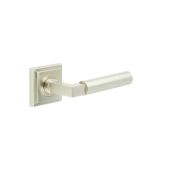 BUR30KIT319 Frelan Hardware Burlington Westminster Door Handles on Square Stepped Rose Satin Nickel