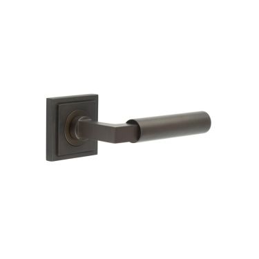 Click Here To Enlarge This Photo Of BUR30KIT85 Frelan Hardware Burlington Westminster Door Handles on Square Stepped Rose Dark Bronze
