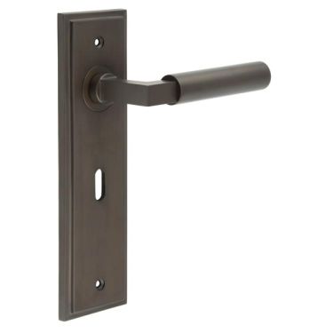 Click Here To Enlarge This Photo Of BUR30KIT87 Frelan Hardware Burlington Westminster Door Handles on 57mm Lock Backplate Dark Bronze