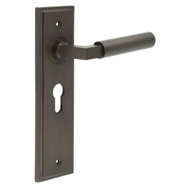 Click Here To Enlarge This Photo Of BUR30KIT89 Frelan Hardware Burlington Westminster Door Handles on 47.5mm Euro Backplate Dark Bronze