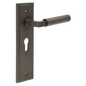 BUR30KIT89 Frelan Hardware Burlington Westminster Door Handles on 47.5mm Euro Backplate Dark Bronze