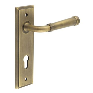 Click Here To Enlarge This Photo Of BUR35KIT12 Frelan Hardware Burlington Highgate Door Handles on 72mm Din Euro Backplate Satin Brass