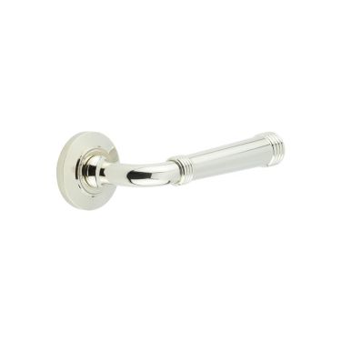 Click Here To Enlarge This Photo Of BUR35KIT158 Frelan Hardware Burlington Highgate Door Handles on Chamfered Rose Polished Nickel