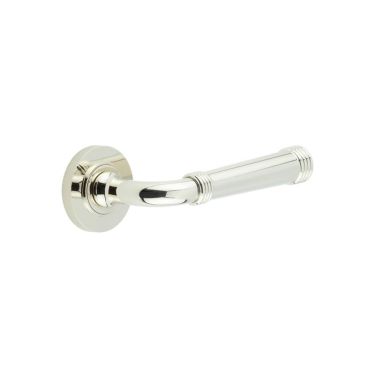 Click Here To Enlarge This Photo Of BUR35KIT161 Frelan Hardware Burlington Highgate Door Handles on Knurled Rose Polished Nickel