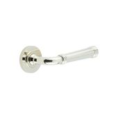 BUR35KIT161 Frelan Hardware Burlington Highgate Door Handles on Knurled Rose Polished Nickel