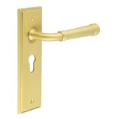 BUR35KIT245 Frelan Hardware Burlington Highgate Door Handles on 47.5mm Euro Backplate Satin Brass