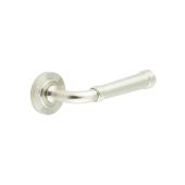 BUR35KIT314 Frelan Hardware Burlington Highgate Door Handles on Chamfered Rose Satin Nickel