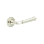 BUR35KIT315 Frelan Hardware Burlington Highgate Door Handles on Stepped Rose Satin Nickel