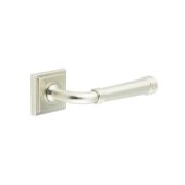 BUR35KIT319 Frelan Hardware Burlington Highgate Door Handles on Square Stepped Rose Satin Nickel