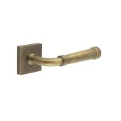 BUR35KIT6 Frelan Hardware Burlington Highgate Door Handles on Square Plain Rose Antique Brass