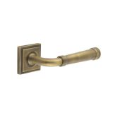 BUR35KIT7 Frelan Hardware Burlington Highgate Door Handles on Square Stepped Rose Antique Brass