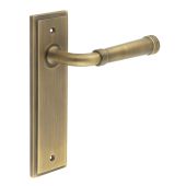 BUR35KIT8 Frelan Hardware Burlington Highgate Door Handles on Latch Backplate Antique Brass