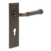 BUR35KIT90 Frelan Hardware Burlington Highgate Door Handles on 72mm Din Euro Backplate Dark Bronze