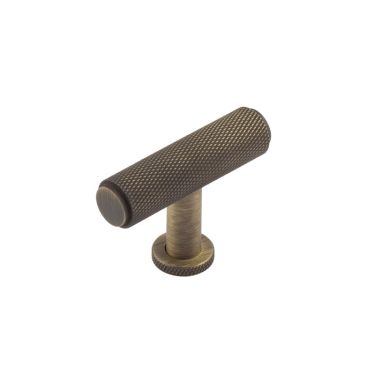 Click Here To Enlarge This Photo Of BUR401AB Frelan Hardware Burlington Piccadilly Knurled 55mm T Bar Cupboard Knob Antique Brass