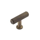 BUR401AB Frelan Hardware Burlington Piccadilly Knurled 55mm T Bar Cupboard Knob Antique Brass