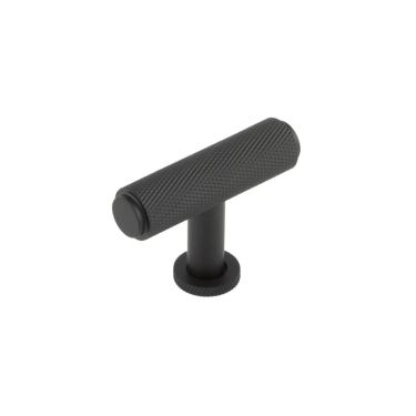 Click Here To Enlarge This Photo Of BUR401MB Frelan Hardware Burlington Piccadilly Knurled 55mm T Bar Cupboard Knob Matt Black