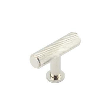Click Here To Enlarge This Photo Of BUR401PN Frelan Hardware Burlington Piccadilly Knurled 55mm T Bar Cupboard Knob Polished Nickel