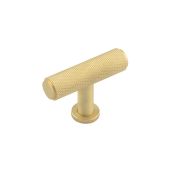 BUR401SB Frelan Hardware Burlington Piccadilly Knurled 55mm T Bar Cupboard Knob Satin Brass