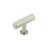 BUR401SN Frelan Hardware Burlington Piccadilly Knurled 55mm T Bar Cupboard Knob Satin Nickel