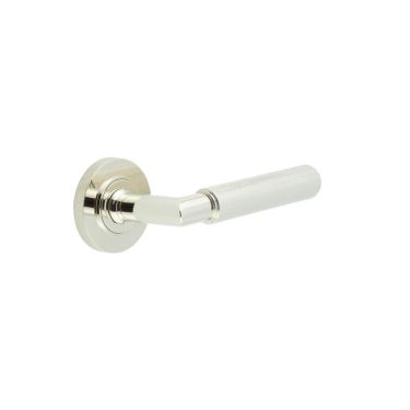Click Here To Enlarge This Photo Of BUR40KIT161 Frelan Hardware Burlington Piccadilly Door Handles on Knurled Rose Polished Nickel