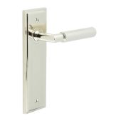 BUR40KIT164 Frelan Hardware Burlington Piccadilly Door Handles on Latch Backplate Polished Nickel