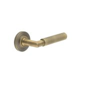 BUR40KIT2 Frelan Hardware Burlington Piccadilly Door Handles on Chamfered Rose Antique Brass