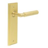 BUR40KIT242 Frelan Hardware Burlington Piccadilly Door Handles on Latch Backplate Satin Brass