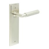 BUR40KIT320 Frelan Hardware Burlington Piccadilly Door Handles on Latch Backplate Satin Nickel