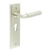 BUR40KIT323 Frelan Hardware Burlington Piccadilly Door Handles on 47.5mm Euro Backplate Satin Nickel