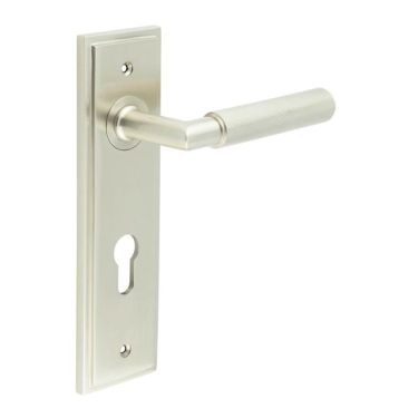 Click Here To Enlarge This Photo Of BUR40KIT324 Frelan Hardware Burlington Piccadilly Door Handles on 72mm Din Euro Backplate Satin Nickel