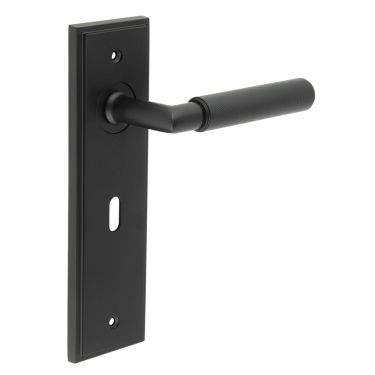 Click Here To Enlarge This Photo Of BUR40KIT334 Frelan Hardware Burlington Piccadilly Door Handles on 57mm Lock Backplate Matt Black