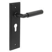 BUR40KIT336 Frelan Hardware Burlington Piccadilly Door Handles on 47.5mm Euro Backplate Matt Black