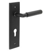 BUR40KIT337 Frelan Hardware Burlington Piccadilly Door Handles on 72mm Din Euro Backplate Matt Black