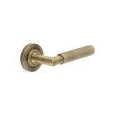 BUR40KIT4 Frelan Hardware Burlington Piccadilly Door Handles on Reeded Rose Antique Brass