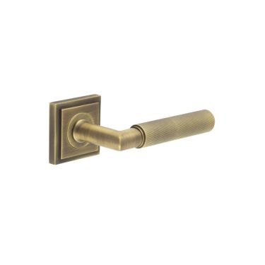 Click Here To Enlarge This Photo Of BUR40KIT7 Frelan Hardware Burlington Piccadilly Door Handles on Stepped Square Rose Antique Brass