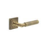 BUR40KIT7 Frelan Hardware Burlington Piccadilly Door Handles on Stepped Square Rose Antique Brass