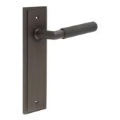 BUR40KIT86 Frelan Hardware Burlington Piccadilly Door Handles on Latch Backplate Dark Bronze