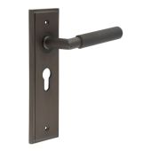 BUR40KIT89 Frelan Hardware Burlington Piccadilly Door Handles on 47.5mm Euro Backplate Dark Bronze