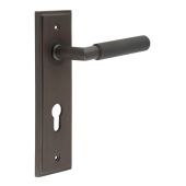 BUR40KIT90 Frelan Hardware Burlington Piccadilly Door Handles on 72mm Din Euro Backplate Dark Bronze