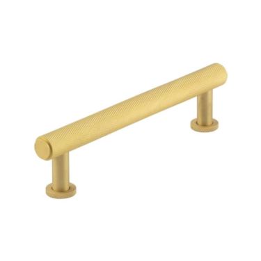 Click Here To Enlarge This Photo Of BUR411SB Frelan Hardware Burlington Piccadilly Knurled Cabinet Handle 128mm Satin Brass