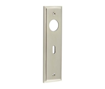 Click Here To Enlarge This Photo Of BUR451SN Frelan Hardware Burlington II Standard Key (57mm c/c) Lock Backplates to suit Lever Handles Satin Nickel