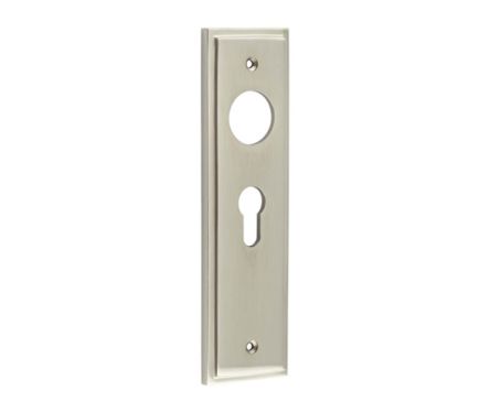 Click Here To Enlarge This Photo Of BUR454SN Frelan Hardware Burlington II Euro Profile (47.5mm c/c) Lock Backplates to suit Lever Handles Satin Nickel