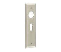 BUR454SN Frelan Hardware Burlington II Euro Profile (47.5mm c/c) Lock Backplates to suit Lever Handles Satin Nickel
