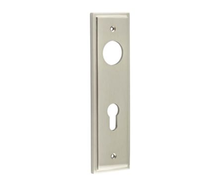 Click Here To Enlarge This Photo Of BUR455SN Frelan Hardware Burlington II Euro Profile (72mm c/c) Din Lock Backplates to suit Lever Handles Satin Nickel