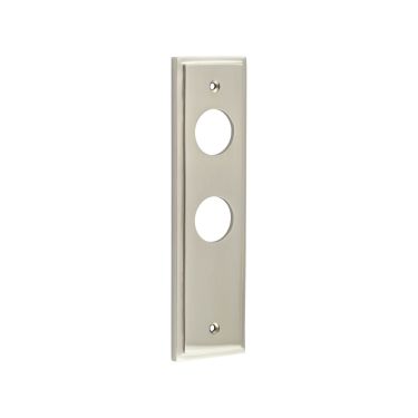 Click Here To Enlarge This Photo Of BUR456SN Frelan Hardware Burlington II Din Bathroom (78mm c/c) Backplates to suit Lever Handles Satin Nickel