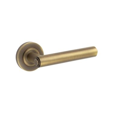 Click Here To Enlarge This Photo Of BUR45KIT1 Frelan Hardware Burlington Richmond Door Handles on Plain Rose Antique Brass
